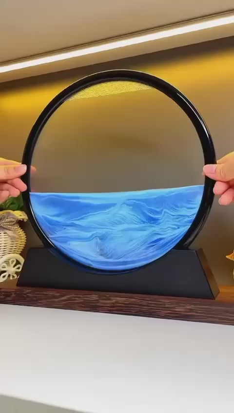 3D Moving Sand Art Picture Glass Liquid Painting Natural Landscape