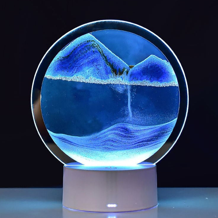 3D Moving Sand Art Picture Glass Liquid Painting Natural Landscape