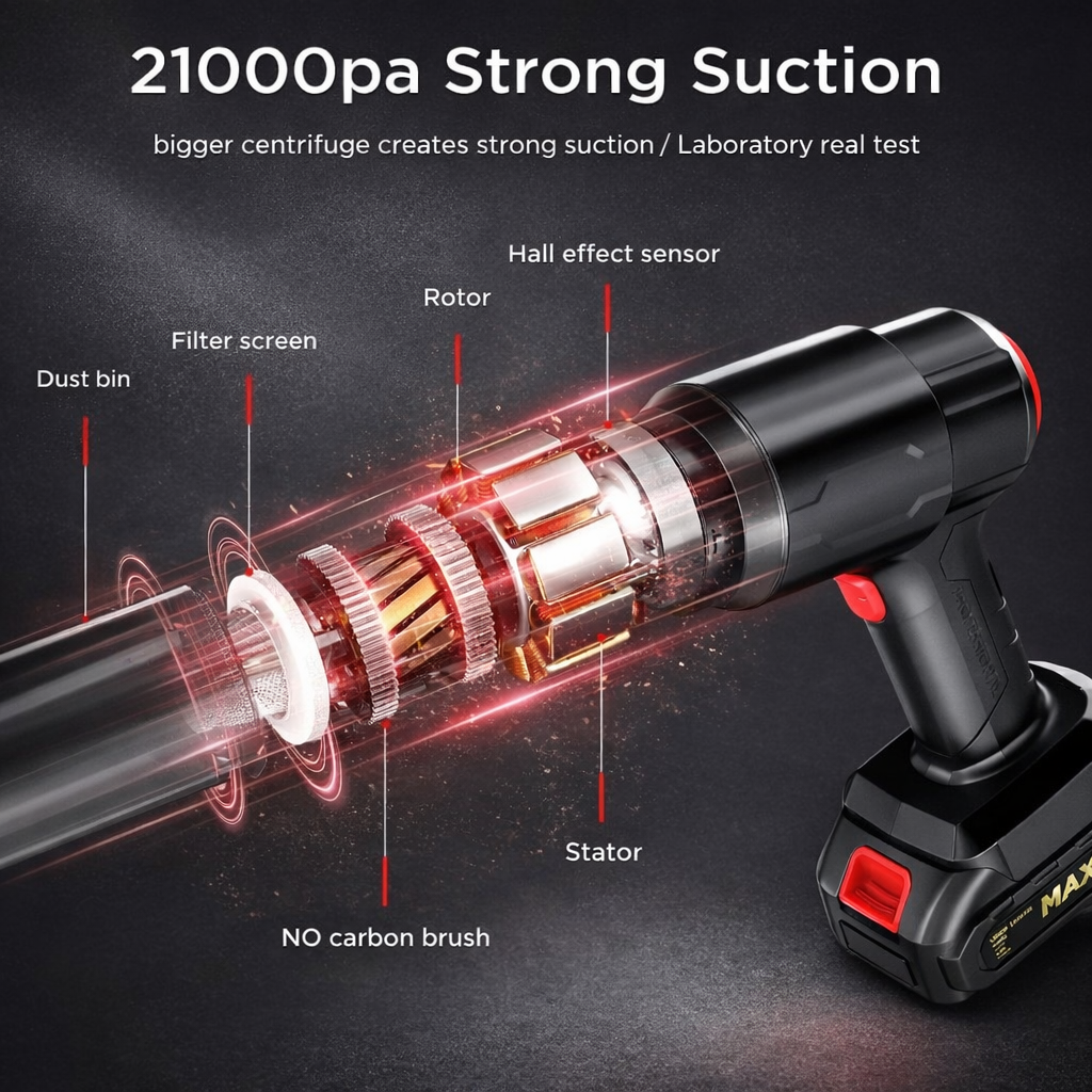 MAXTOP Cordless vaccum cleaner with High Power Cleaning Blower